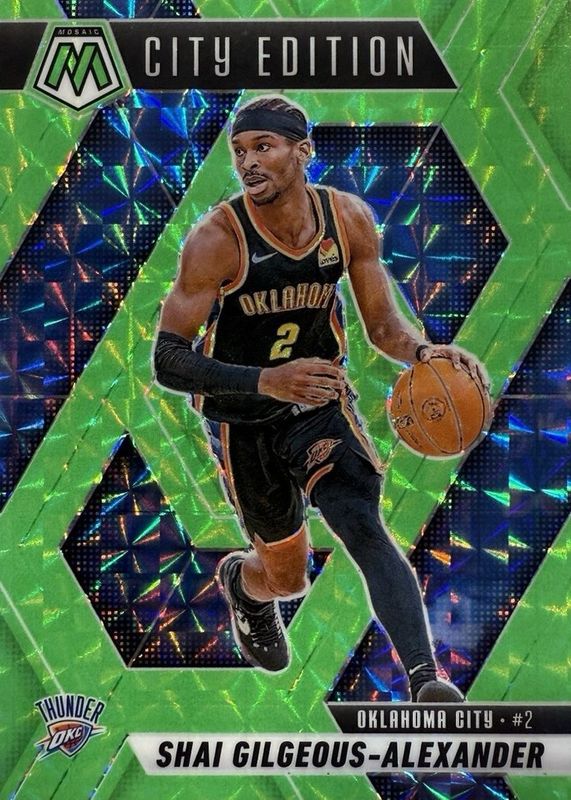 Shai Gilgeous-Alexander 2024 Mosaic #289 City Edition - Green Fluorescent /10 RAW
