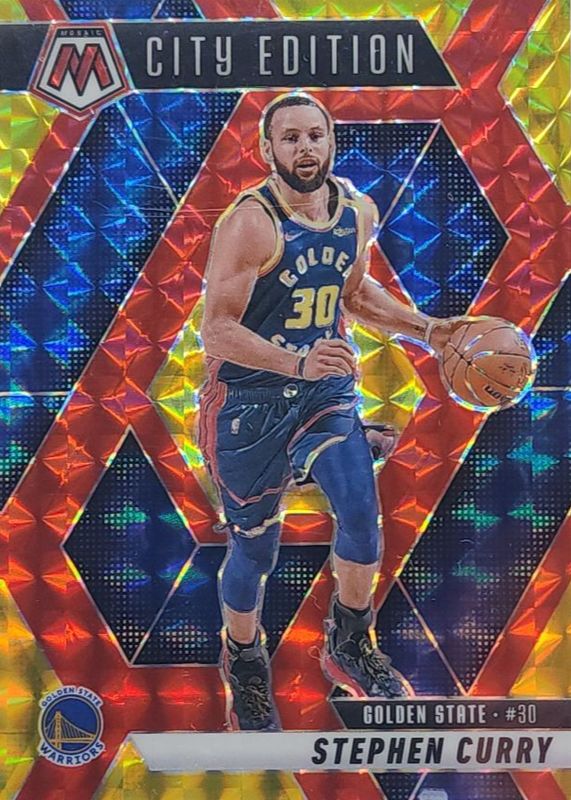 Stephen Curry 2024 Mosaic #272 City Edition - Choice Fusion Red & Yellow /75 RAW
