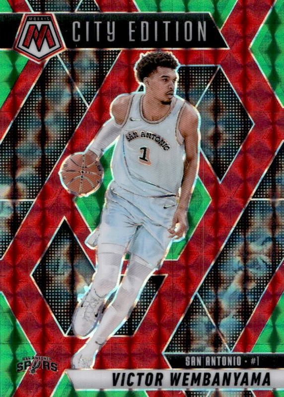 Victor Wembanyama 2024 Mosaic #288 City Edition - Choice Red & Green RAW