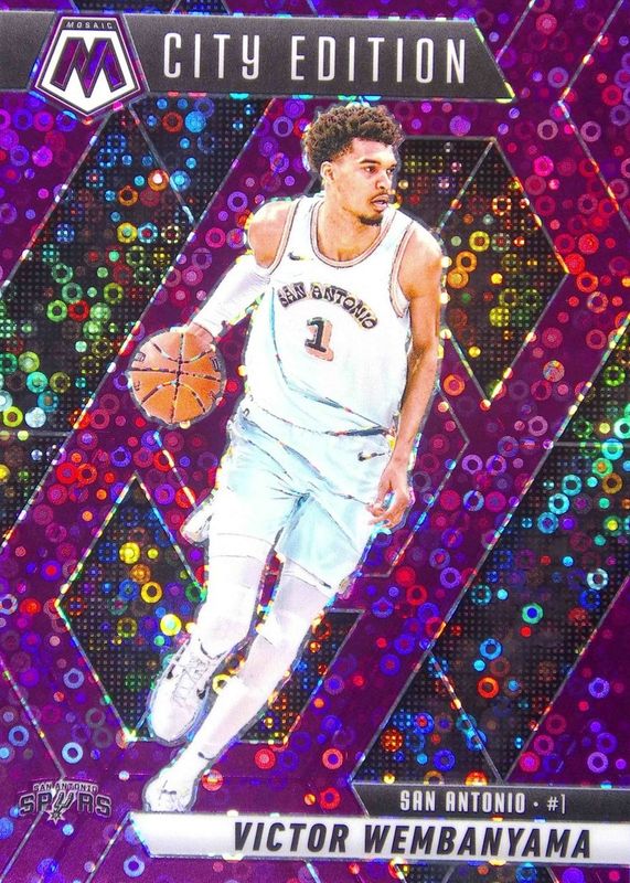 Victor Wembanyama 2024 Mosaic #288 City Edition - Fast Break Purple /50 RAW