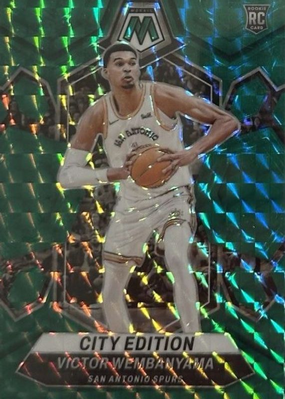 Victor Wembanyama 2024 Mosaic #288 City Edition - Green RAW