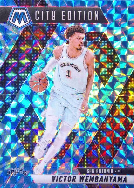 Victor Wembanyama 2024 Mosaic #288 City Edition - Reactive Blue RAW