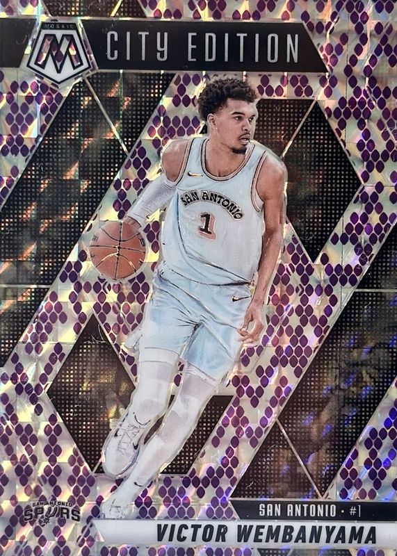 Victor Wembanyama 2024 Mosaic #288 City Edition - Snakeskin Purple /24 RAW