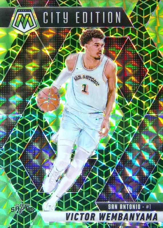 Victor Wembanyama 2024 Mosaic #288 City Edition - Spectris Green FOTL /5 RAW