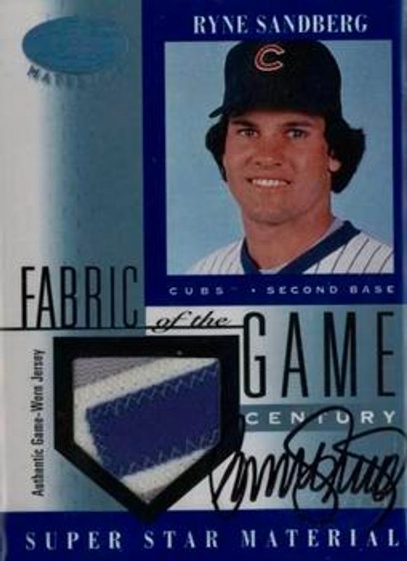 Ryne Sandberg 2001 Leaf Certified Materials #FG-69 Fabric of the Game - Century /21 RAW