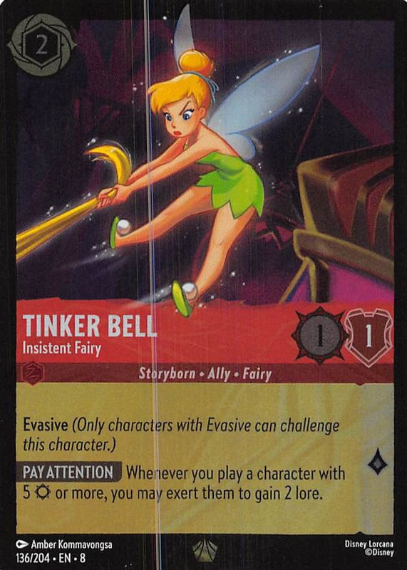 Tinker Bell - Insistent Fairy 2025 Reign of Jafar #136/204 Cold Foil RAW TCG (LIGHTLY PLAYED)