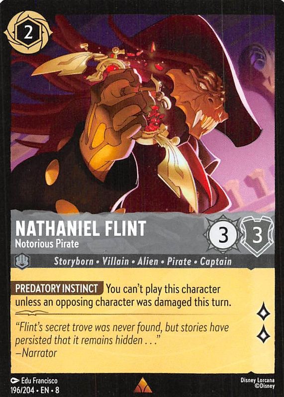 Nathaniel Flint - Notorious Pirate 2025 Reign of Jafar #196/204 Base RAW TCG (NEAR MINT)