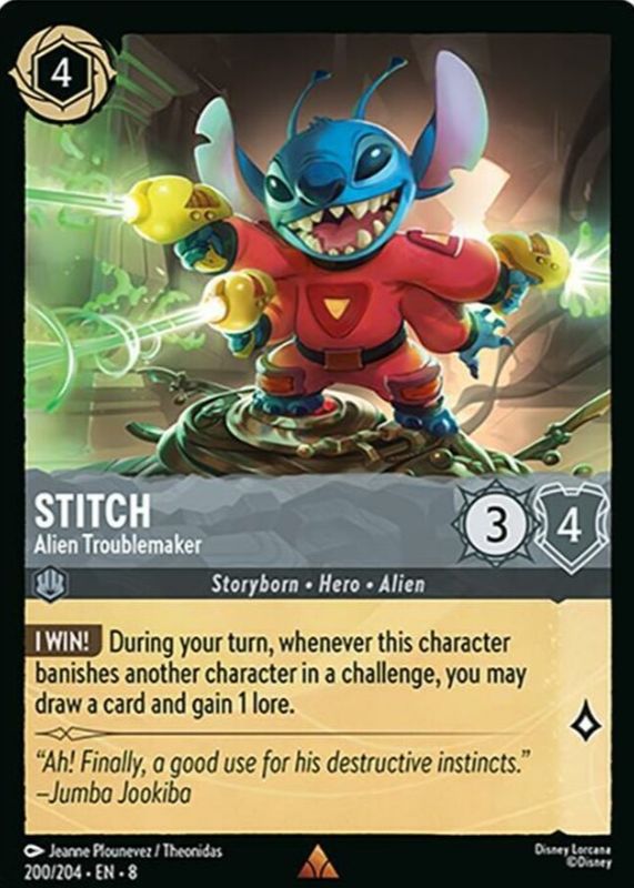 Stitch - Alien Troublemaker 2025 Reign of Jafar #200/204 Base RAW TCG (LIGHTLY PLAYED)