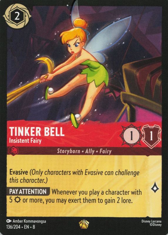Tinker Bell - Insistent Fairy 2025 Reign of Jafar #136/204 Base RAW TCG (LIGHTLY PLAYED)