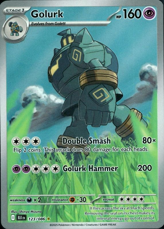 Golurk 2025 Scarlet & Violet: Black Bolt #123/086 Illustration Rare RAW TCG (NEAR MINT)