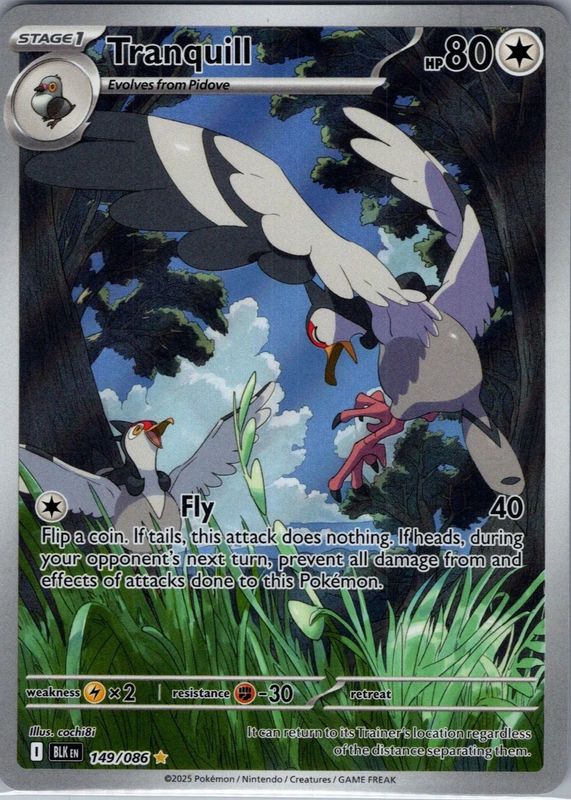 Tranquill 2025 Scarlet & Violet: Black Bolt #149/086 Illustration Rare RAW TCG (LIGHTLY PLAYED)