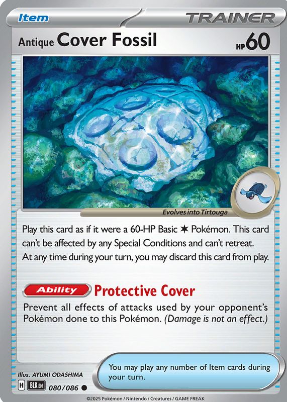 Antique Cover Fossil 2025 Scarlet & Violet: Black Bolt #080/086 Base RAW TCG (NEAR MINT)