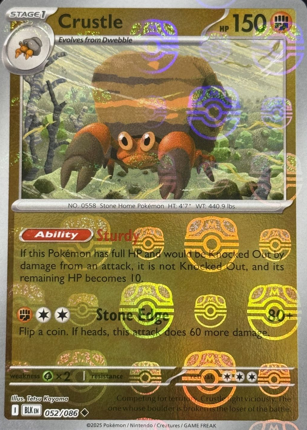 crustle pokemon card value Black & White Legendary Treasures - 14/113 REV HOLO If 1 of them is heads Crustle 130/086 - Holofoil SV