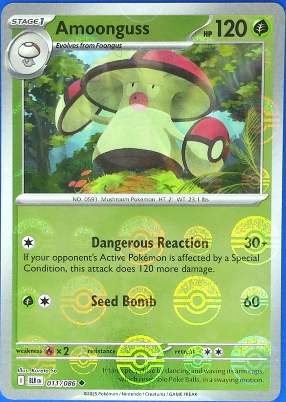 Amoonguss 2025 Scarlet & Violet: Black Bolt #011/086 Poke Ball Reverse Holo RAW TCG (LIGHTLY PLAYED)