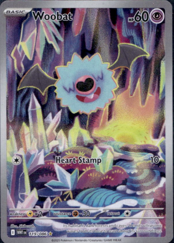 woobat pokemon card value Woobat 2025 Scarlet & Violet: White Flare #119/086 Illustration Rare Price  Guide