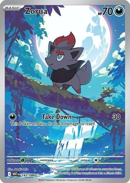 ゾロア ☆(AR) 142/086 Scarlet＆Violet-White … Zorua 2025 Scarlet & Violet: White Flare #142/086 Illustration
