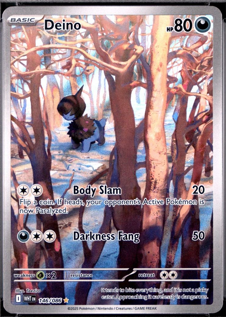 deino pokemon card value Deino 2025 Scarlet & Violet: White Flare #146/086 Illustration Rare Price  Guide