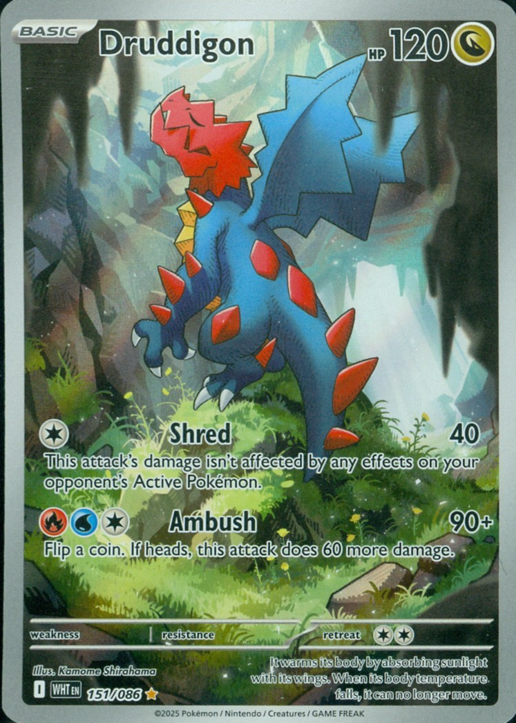 Pokemon Card Druddigon AR 150/086 – White Flare Sv11W – Japanese Holo – Near Mint
