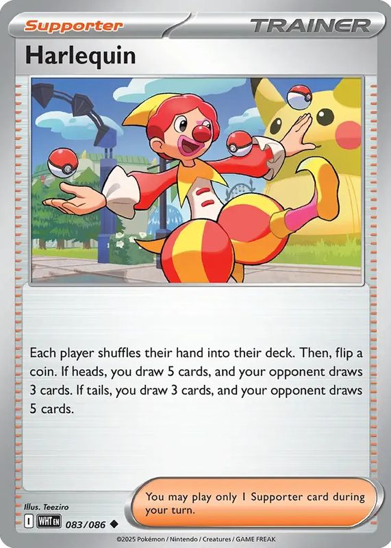 Harlequin 2025 Scarlet & Violet: White Flare #083/086 Poke Ball Reverse Holo RAW TCG (NEAR MINT)