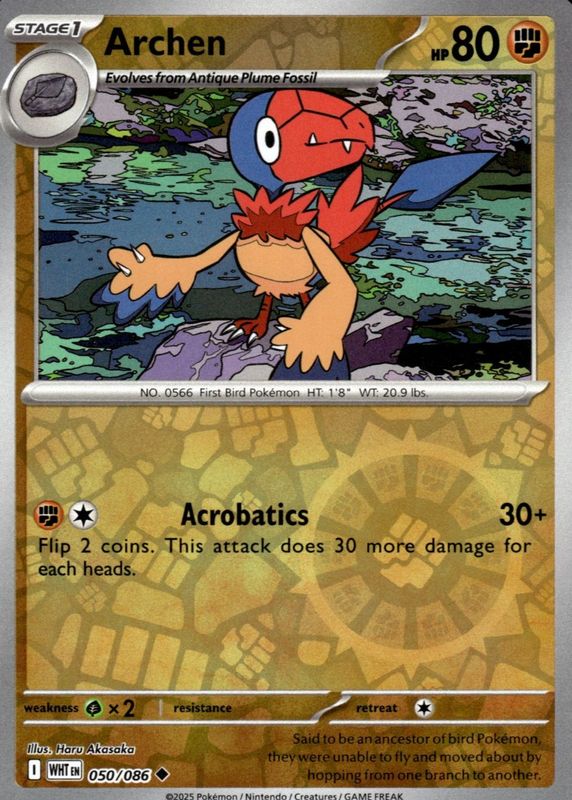 Archen 2025 Scarlet & Violet: White Flare #050/086 Reverse Holo RAW TCG (NEAR MINT)