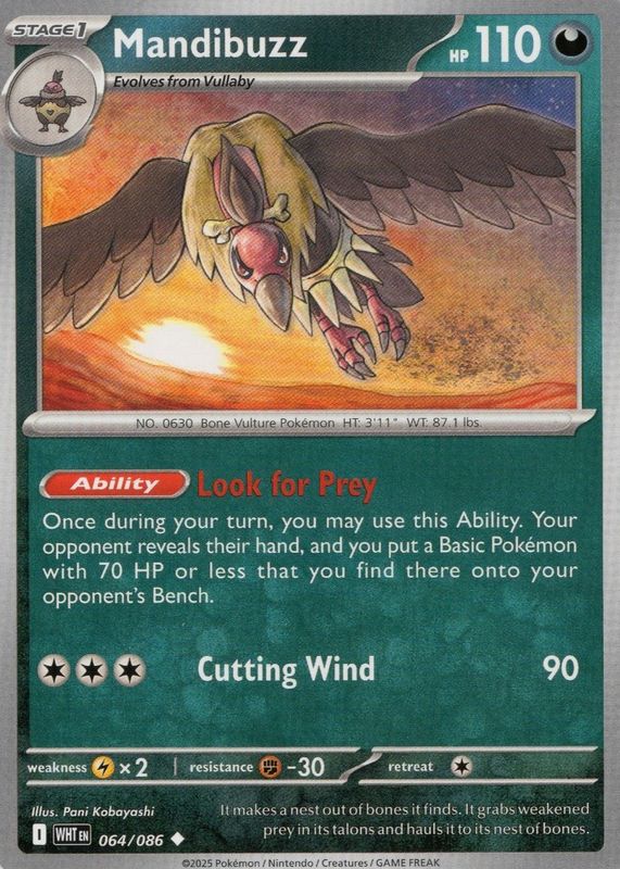 Mandibuzz 2025 Scarlet & Violet: White Flare #064/086 Base RAW TCG (LIGHTLY PLAYED)