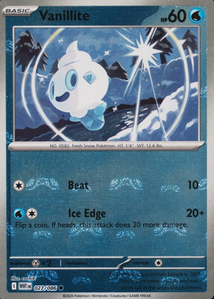 vanillite pokemon card 2025 Scarlet & Violet: White Flare #027/086 Master Ball Reverse Holo Price Guide The acceptable range of cards within the Near Mint condition includes both cards with no imperfections and cards with a few slight imperfections Pokemon vanillite 18