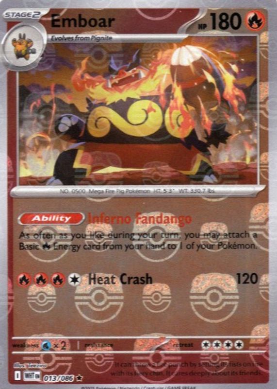emboar pokemon card value Pokmon TCG: Mega EvolutionAscended Heroes Mega ex Box (1 Foil Promo Card, 1 Oversize Lenticular & 4 Booster Packs) : Toys & Games Holo Rare Card Type Emboar 2025 Scarlet & Violet: