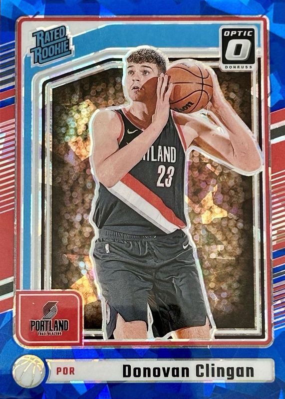 Donovan Clingan 2024 Donruss #P-223 Optic Preview - Blue Cracked Ice Rookie BGS 9.5