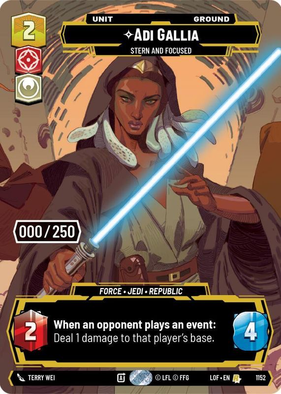 Adi Gallia - Stern and Focused 2025 Legends of the Force #1152 Prestige Serialized /250 RAW