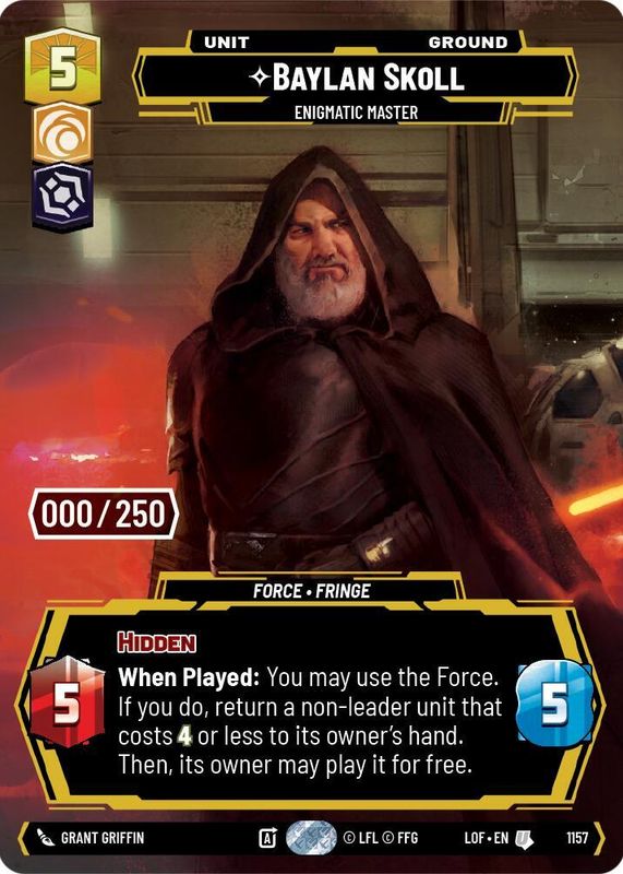 Baylan Skoll - Enigmatic Master 2025 Legends of the Force #1157 Prestige Serialized /250 RAW