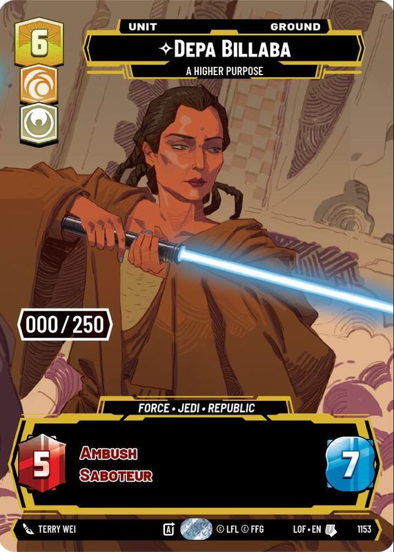 Depa Billaba - A Higher Purpose 2025 Legends of the Force #1153 Prestige Serialized /250 RAW