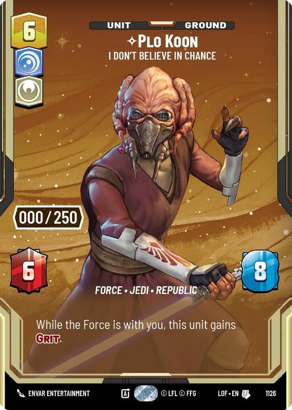 Plo Koon - I Don't Believe in Chance 2025 Legends of the Force #1126 Prestige Serialized /250 RAW