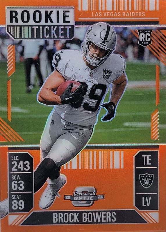 Brock Bowers 2024 Contenders Optic #66 Orange /75 Rookie RAW