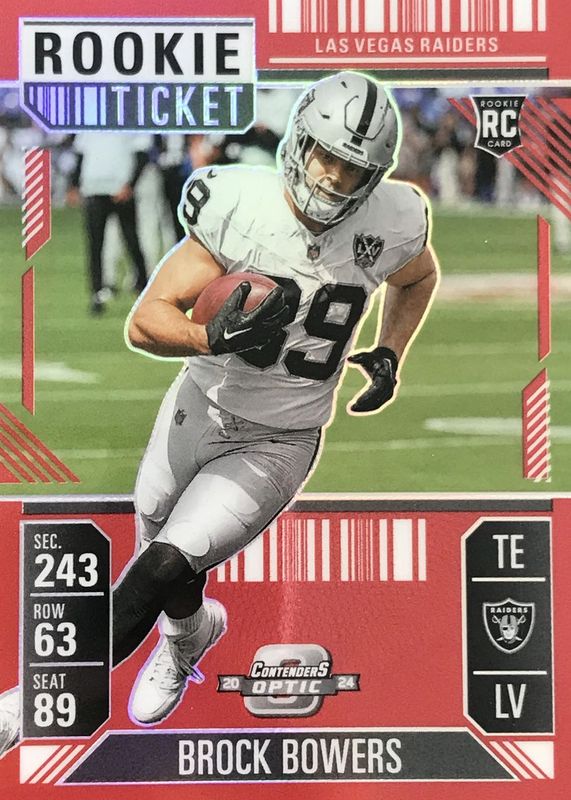 Brock Bowers 2024 Contenders Optic #66 Red /199 Rookie RAW