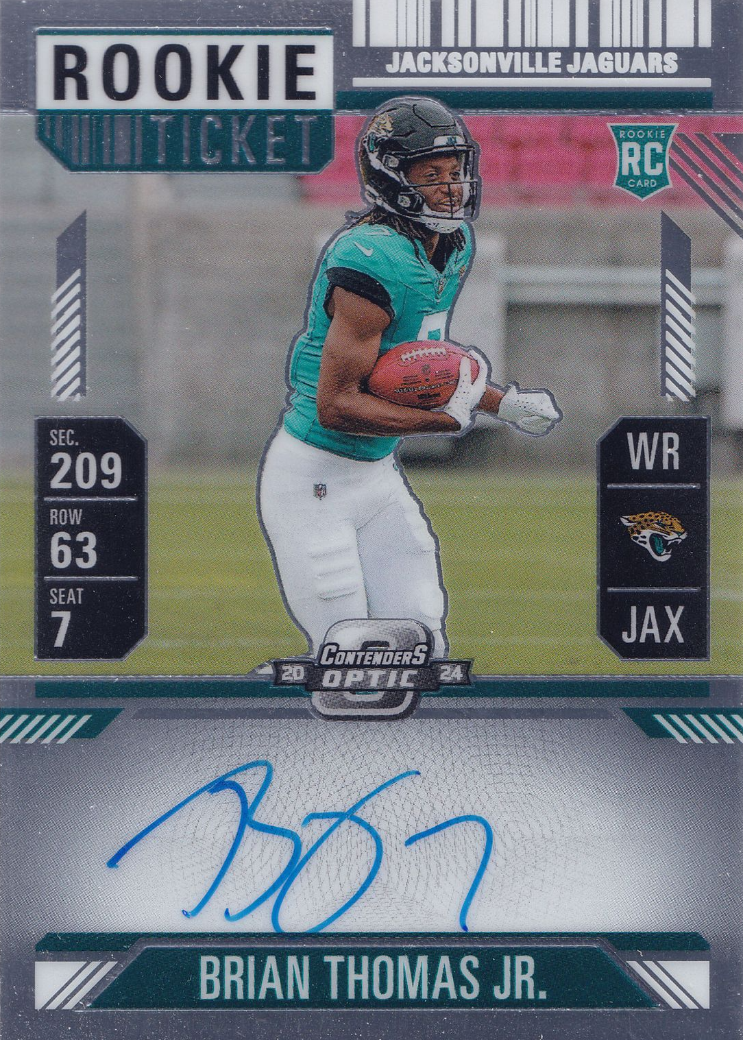 Brian Thomas Jr. 2024 Contenders Optic #103 Rookie Ticket Auto