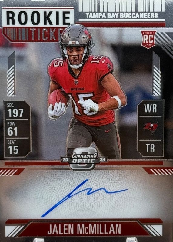 Jalen McMillan 2024 Contenders Optic #131 Rookie Ticket Auto RAW