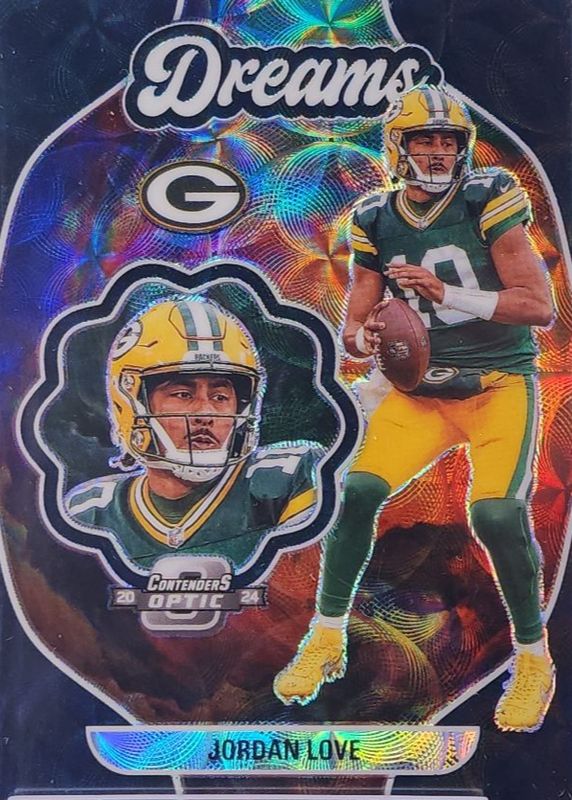 Jordan Love 2024 Contenders Optic #D-JLE Dreams - Black Scope /25 RAW