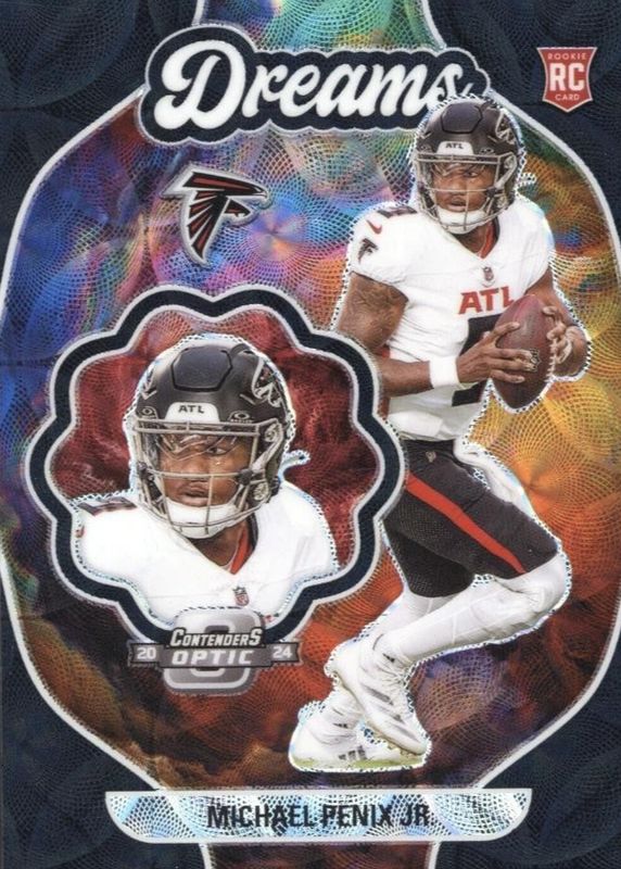 Michael Penix Jr. 2024 Contenders Optic #D-MPJ Dreams - Black Scope /25 Rookie RAW