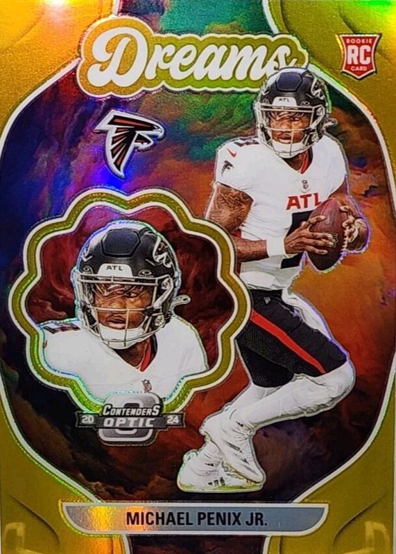 Michael Penix Jr. 2024 Contenders Optic #D-MPJ Dreams - Gold /10 Rookie RAW