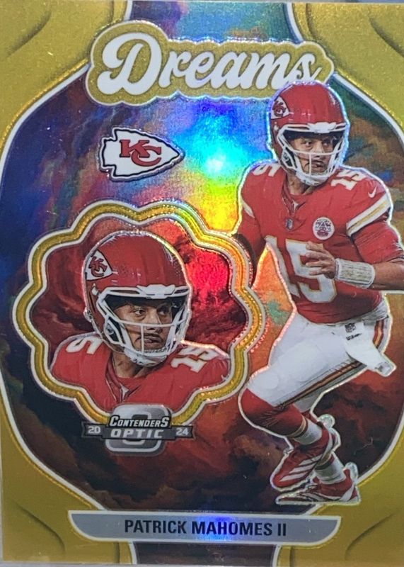 Patrick Mahomes II 2024 Contenders Optic #D-PMS Dreams - Gold /10 RAW