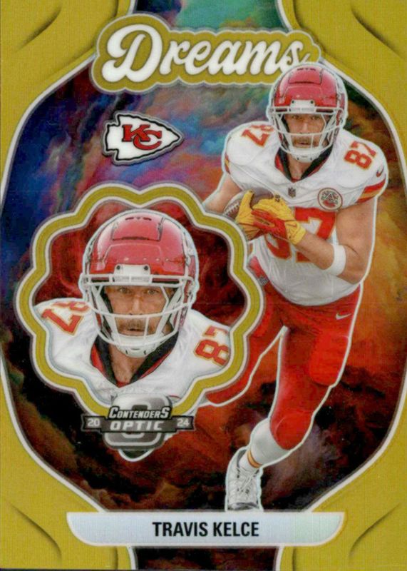 Travis Kelce 2024 Contenders Optic #D-TKE Dreams - Gold /10 RAW
