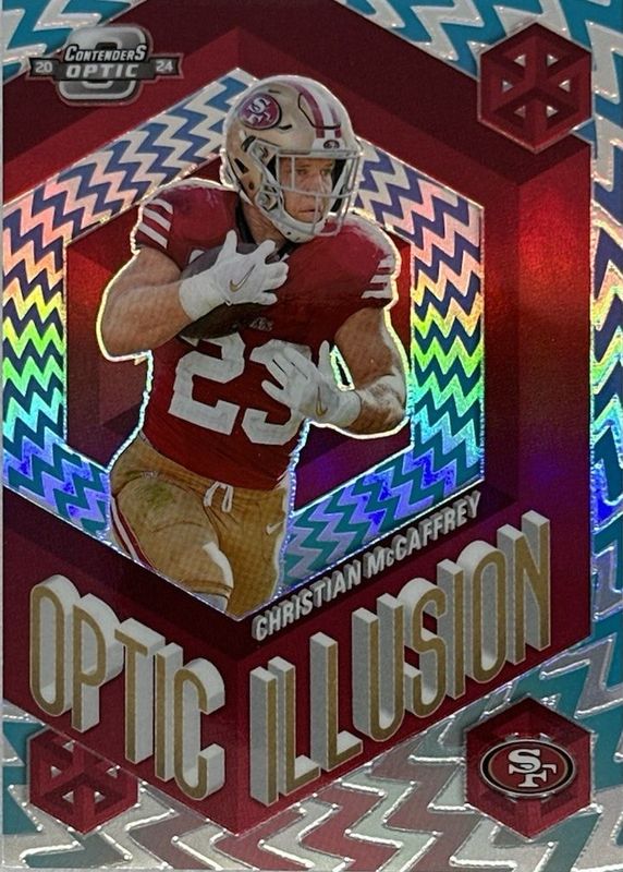 Christian McCaffrey 2024 Contenders Optic #OI-CMY Optic Illusion /(SSP) RAW