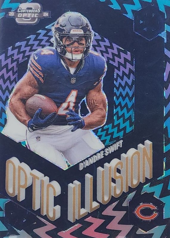 D'Andre Swift 2024 Contenders Optic #OI-DST Optic Illusion - Black Scope /25 RAW