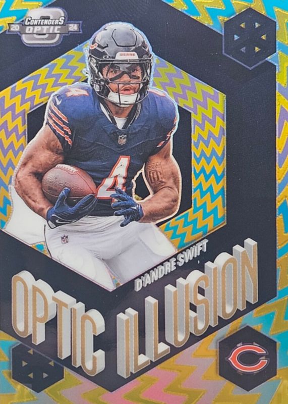 D'Andre Swift 2024 Contenders Optic #OI-DST Optic Illusion - Gold /10 RAW