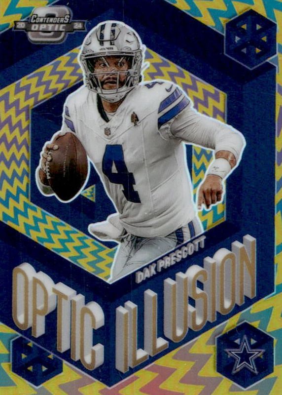 Dak Prescott 2024 Contenders Optic #OI-DPT Optic Illusion - Gold /10 RAW
