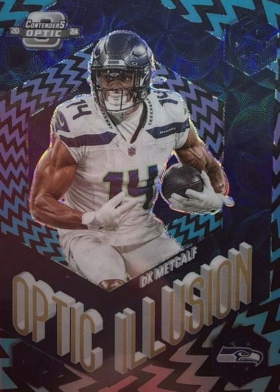 DK Metcalf 2024 Contenders Optic #OI-DKM Optic Illusion - Black Scope /25 RAW