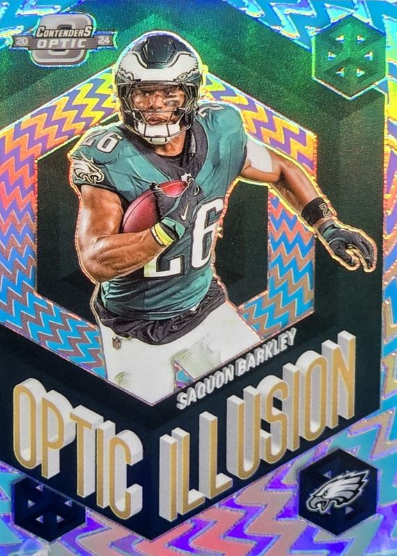 Saquon Barkley 2024 Contenders Optic #OI-SBY Optic Illusion /(SSP) RAW