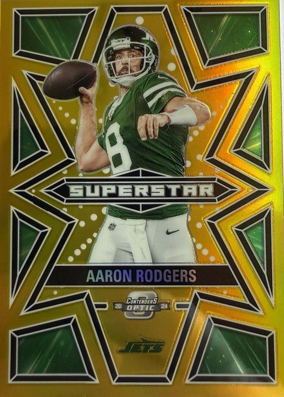 Aaron Rodgers 2024 Contenders Optic #S-ARS Superstars - Gold /10 RAW