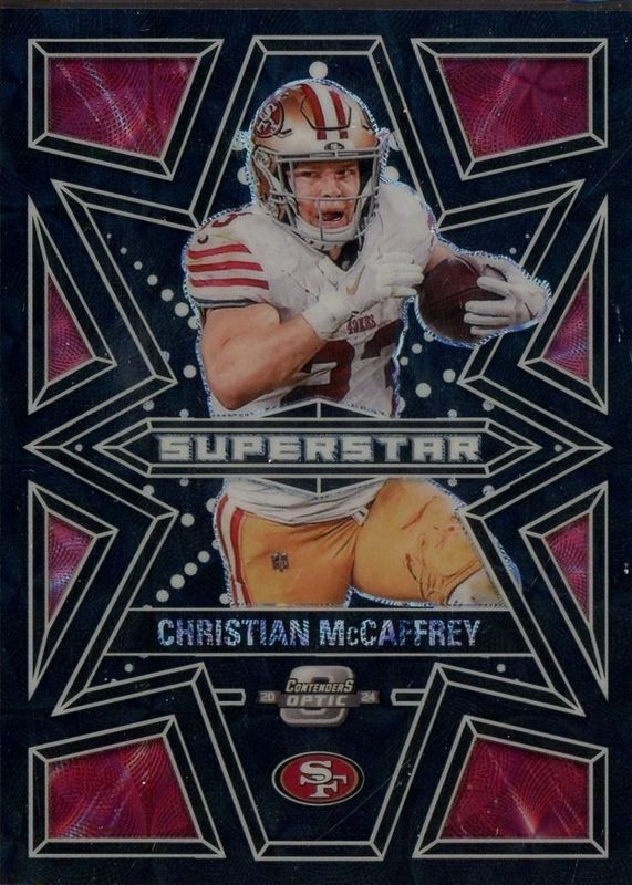 Christian McCaffrey 2024 Contenders Optic #S-CMY Superstars - Black Scope /25 RAW