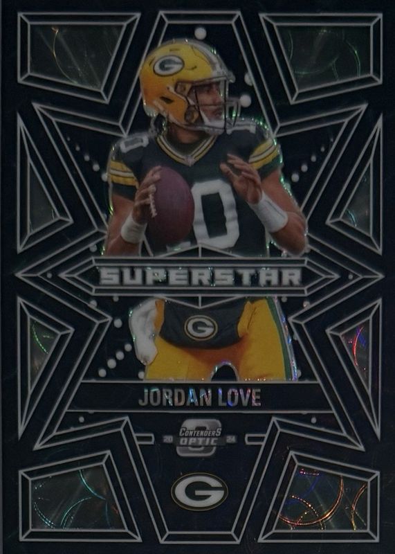 Jordan Love 2024 Contenders Optic #S-JLE Superstars - Black Scope /25 RAW